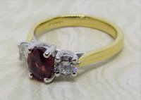 Antique Guest and Philips - 1.03ct Spinel Set, Yellow Gold - White Gold - Three Stone Ring R3679