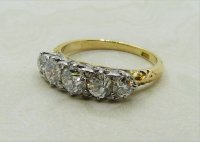 Antique Guest and Philips - 2.40ct Diamond Set, Yellow Gold - Sterling Silver - Five Stone Ring R3759