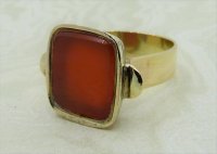 Antique Guest and Philips - 14 x12mm Cornelian Set, Yellow Gold - Single Stone Ring R3779