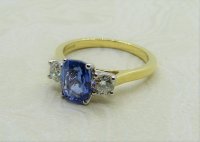 Antique Guest and Philips - 1.67ct Sapphire Set, Yellow Gold - White Gold - Three Stone Ring R3763