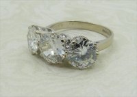 Antique Guest and Philips - 3.83ct Diamond Set, White Gold - Three Stone Ring R3794