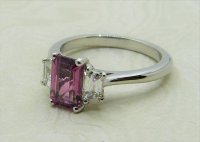 Antique Guest and Philips - 1.03ct Pink Tourmaline Set, Platinum - Three Stone Ring R3823