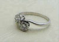 Antique Guest and Philips - 0.060ct Diamond Set, White Gold - Two Stone Ring R3786