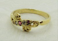 Antique Guest and Philips - Ruby Set, Yellow Gold - Five Stone Ring