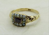 Antique Guest and Philips - Red Paste foil backed Set, Yellow Gold - Cluster Ring