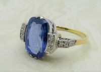 Antique Guest and Philips - 8.30ct Sapphire Set, Yellow Gold - Platinum - Single Stone Ring
