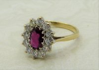 Antique Guest and Philips - 1.00ct Ruby Set, Yellow Gold - White Gold - Cluster Ring