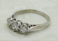 Antique Guest and Philips - 0.75ct Diamond Set, White Gold - Three Stone Ring