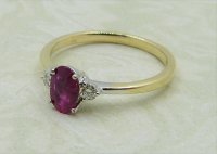 Antique Guest and Philips - 0.60ct Ruby Set, Yellow Gold - White Gold - Three Stone Ring