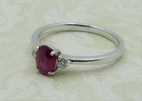 Antique Guest and Philips - 0.60ct Ruby Set, White Gold - Three Stone Ring