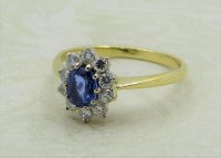 Antique Guest and Philips - 0.50ct Sapphire Set, Yellow Gold - White Gold - Cluster Ring R4187