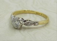 Antique Guest and Philips - 0.25ct Diamond Set, Yellow Gold - Platinum - Single Stone Ring R4832