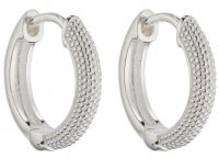 Gecko - Micro Beaded, Sterling Silver Textured Hoop Earrings E5997