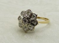 Antique Guest and Philips - Diamond Set, Yellow Gold - White Gold - Cluster Ring R5237