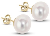 Guest and Philips - Pearl Set, Yellow Gold - 9ct FWP Earrings, Size 10.5mm 33-27-106