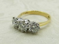 Antique Guest and Philips - Diamond Set, Yellow Gold - White Gold - Three Stone Ring R5198