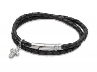 Unique - Leather Stainless Steel Bracelet, Size 19cm - B264BL