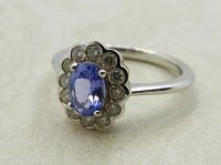 Antique Guest and Philips - Tanzanite Set, White Gold - Cluster Ring R1834