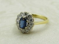 Antique Guest and Philips - Sapphire Set, Yellow Gold - White Gold - Cluster Ring R5164