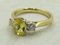 Antique Guest and Philips - Sapphire Set, Yellow Gold - Platinum - Three Stone Ring R5167