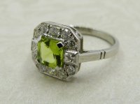 Antique Guest and Philips - Peridot Set, Platinum - Cluster Ring R5187