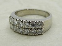 Antique Guest and Philips - Diamond Set, White Gold - Two Row Cluster Ring R5191