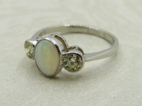 Antique Guest and Philips - Opal Set, Platinum - Three Stone Ring R5193