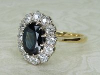 Antique Guest and Philips - Sapphire Set, Yellow Gold - White Gold - Cluster Ring R5270