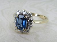 Antique Guest and Philips - Sapphire Set, Yellow Gold - Platinum - Cluster Ring R5291