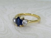Antique Guest and Philips - Sapphire Set, Yellow Gold - White Gold - Three Stone Ring R5292
