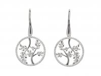 Unique - Tree of Life, Cubic Zirconias Set, Sterling Silver - - Drop, Earrings