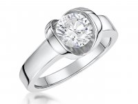 Jools - Cubic Zirconia Set, Sterling Silver Solitaire Ring, Size M - PSR3630