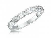 Jools - Cubic Zirconia Set, Sterling Silver Platinum Finished Ring, Size P - HBR012-56-P
