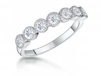 Jools - Cubic Zirconia Set, Sterling Silver 7 Stone Eternity Ring, Size N - KPR10887-54N