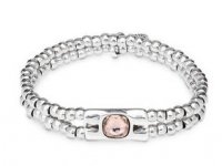 Uno de 50 - Tubule Charm, Silver Plated Salmon Crystal Bracelet PUL2133SALMTL0L