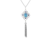 Waterford - Created BTopaz CZ Set, Sterling Silver - Ornate Pendant