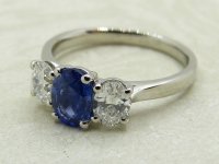 Antique Guest and Philips - Sapphire Set, Platinum - Three Stone Ring R5169