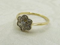 Antique Guest and Philips - Diamond Set, Yellow Gold - Platinum - Cluster Ring R5178
