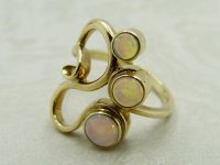 Antique Guest and Philips - Opal Set, Yellow Gold - Abstract Three Stone Ring R5192