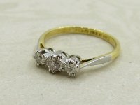 Antique Guest and Philips - Diamond Set, Yellow Gold - Platinum - Three Stone Ring R5203