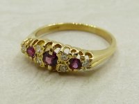 Antique Guest and Philips - Ruby Set, Yellow Gold - Nine Stone Ring R5205
