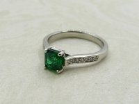 Antique Guest and Philips - Emerald Set, Platinum - Single Stone Ring R5224