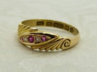 Antique Guest and Philips - Ruby Set, Yellow Gold - Five Stone Ring R5233