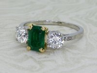 Antique Guest and Philips - Emerald Set, White Gold - White Gold - Three Stone Ring R5248