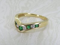 Antique Guest and Philips - Emerald Set, Yellow Gold - Wishbone Ring R5282
