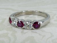 Antique Guest and Philips - Ruby Set, White Gold - Five Stone Ring R5300