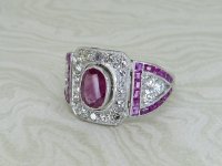 Antique Guest and Philips - Ruby Set, Platinum - Cluster Ring R5333
