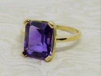 Antique Guest and Philips - 3.63ct Amethyst Set, Yellow Gold - Single Stone Ring R3578