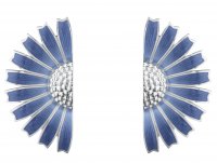 Georg Jensen - Daisy, Sterling Silver - Enamel - Earrings, Size 44mm 20001547