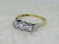 Antique Guest and Philips - Diamond Set, Yellow Gold - Platinum - Three Stone Ring R5249